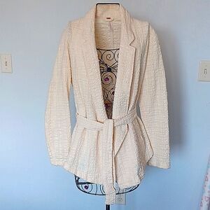NWOT Free People Cream Textured Women's Tie Front Blazer/Jacket